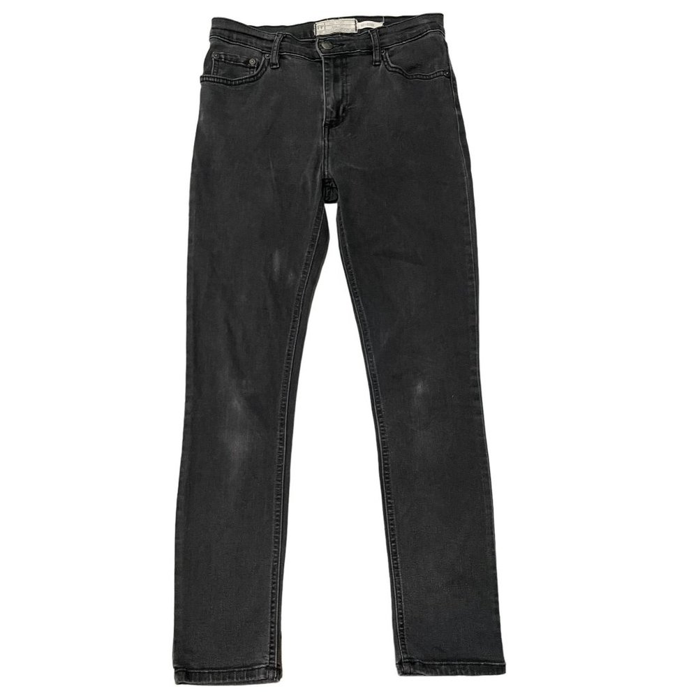 Free People Hi-Rise Skinny Jeans Faded Black Charcoal Denim Size 27 Boho Chic o1